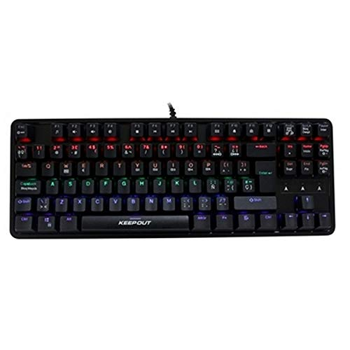 Teclado gaming - Keep Out F105, Mecánico, 88 teclas, 12 teclas multimedia, Negro