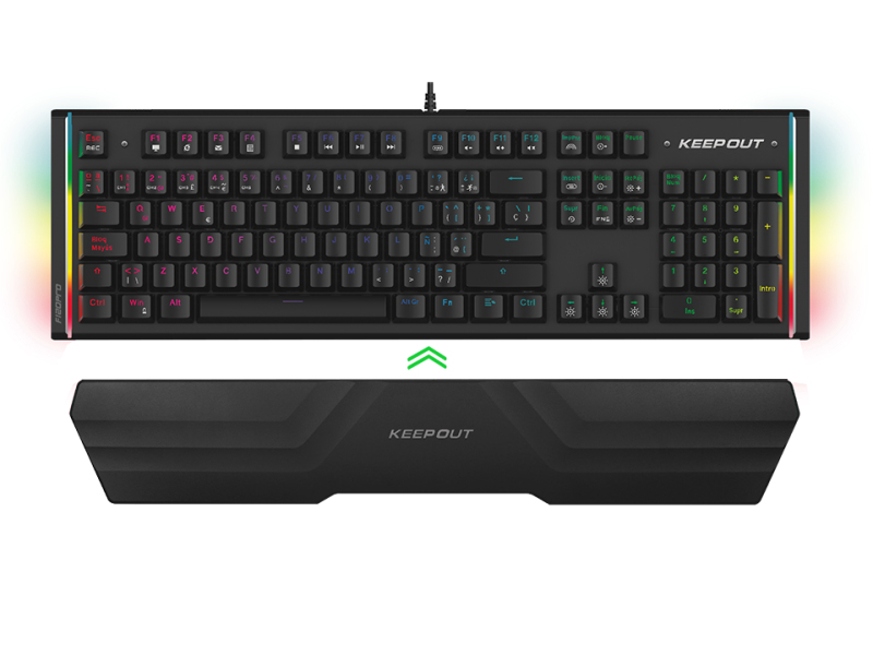 Teclado gaming - Keep Out F120PRO, Óptico para PC, Retroiluminado, Qwerty, USB, Negro