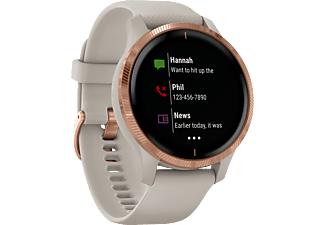 GARMIN Venu - GPS-Smartwatch (Breite: 20 mm, Silikon, Beige/Roségold)