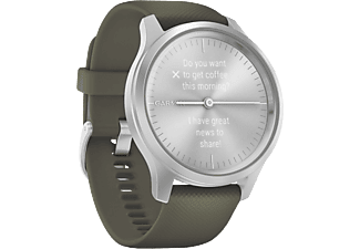 GARMIN vívomove Style - Montre connectée (Largeur : 20 mm, Silicone, Vert mousse/Argent)