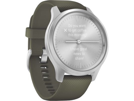 GARMIN vívomove Style - Smartwatch (Larghezza: 20 mm, Silicone, Verde muschio/Argento)