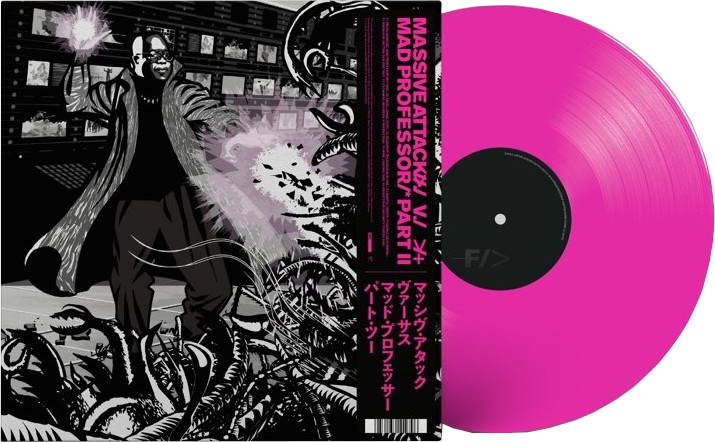 Album cover: Man with glowing hands, pink record.