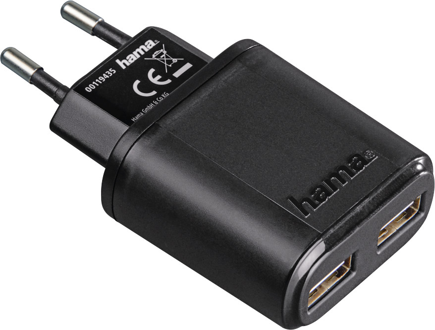 HAMA Chargeur 2 x USB 2.4 A Noir (123544)