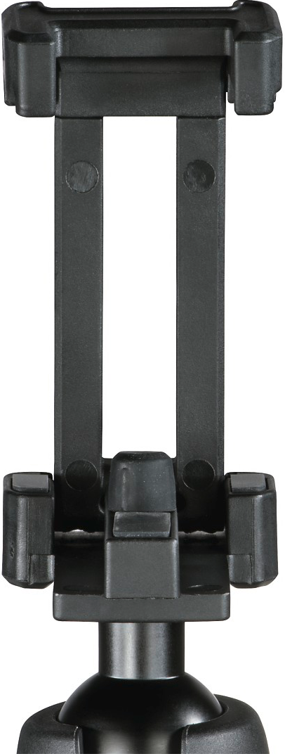 Supporto per telefono nero per auto, con bracci aperti.