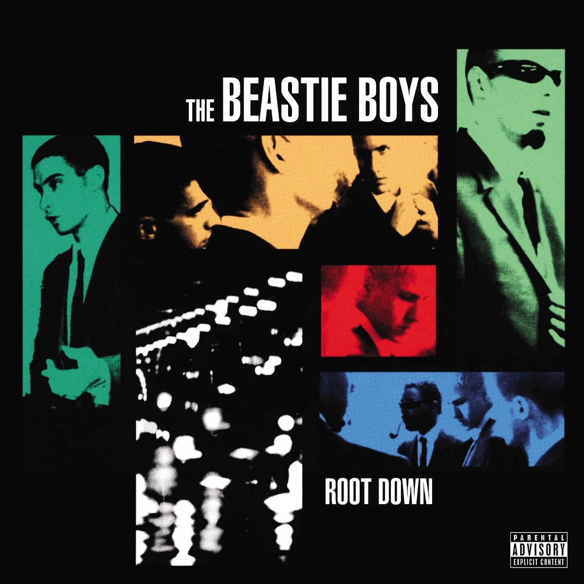 De albumhoes van de Beastie Boys met verschillende afbeeldingen en tekst.