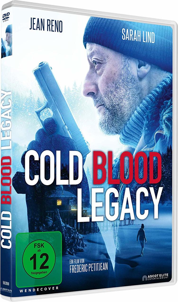 Cold Blood Legacy DVD-Cover, Jean Reno hält eine Waffe in einem verschneiten Gebiet.