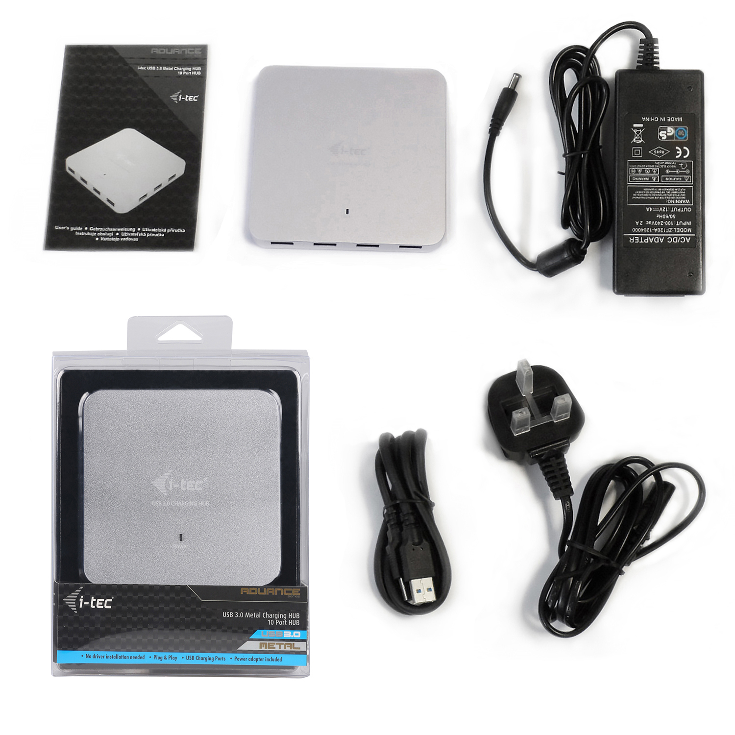 I-TEC U3HUBMETAL10 USB Hub, Silber