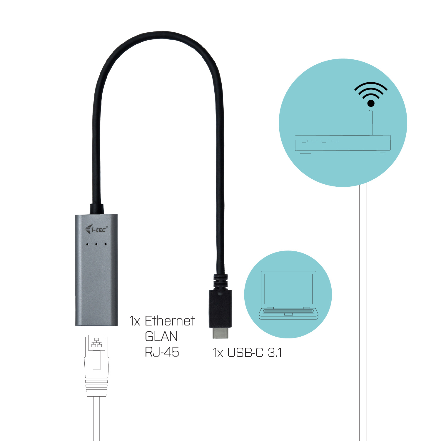 I-TEC C31METALGLAN Adapter, Grau