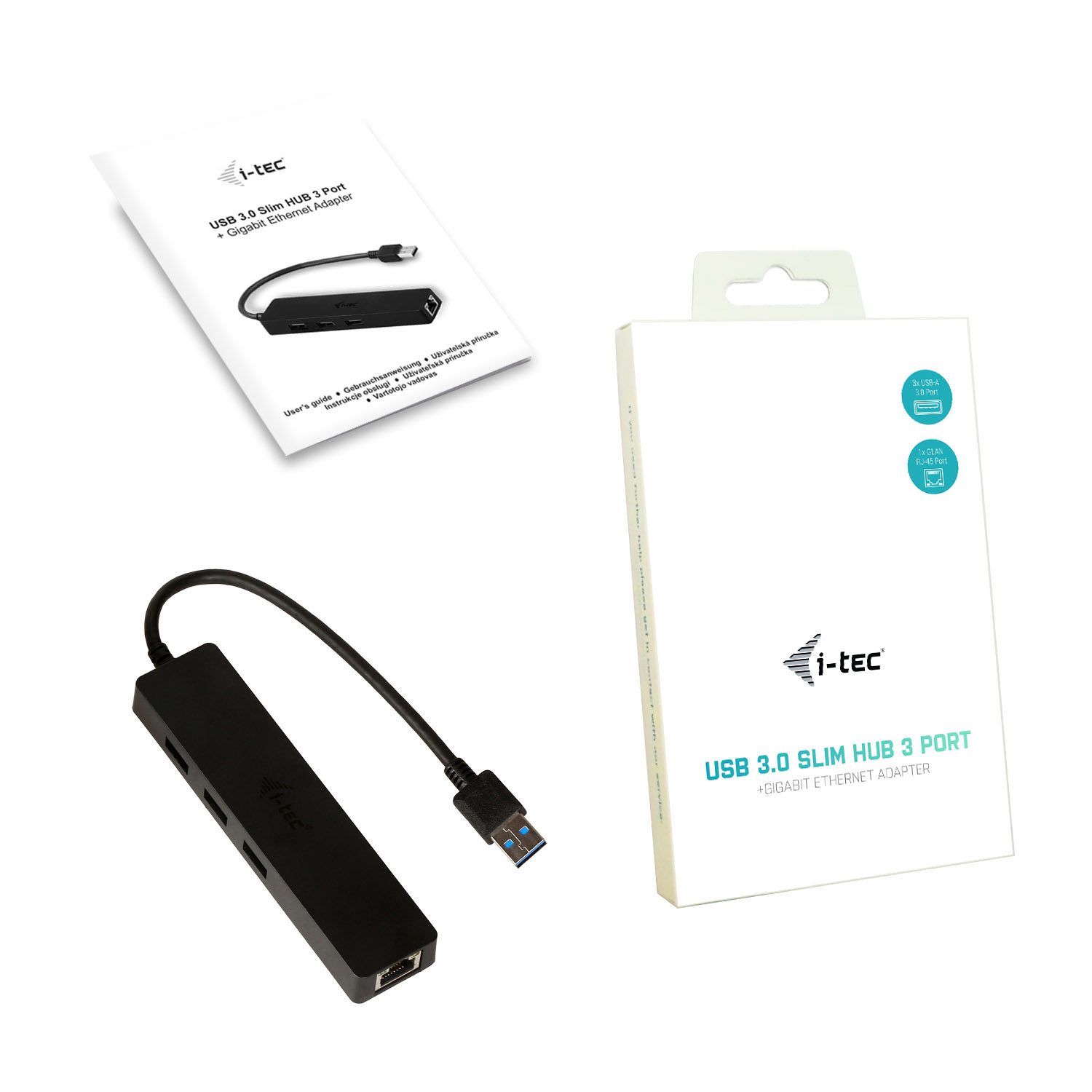 I-TEC U3GL3SLIM USB HUB, Schwarz