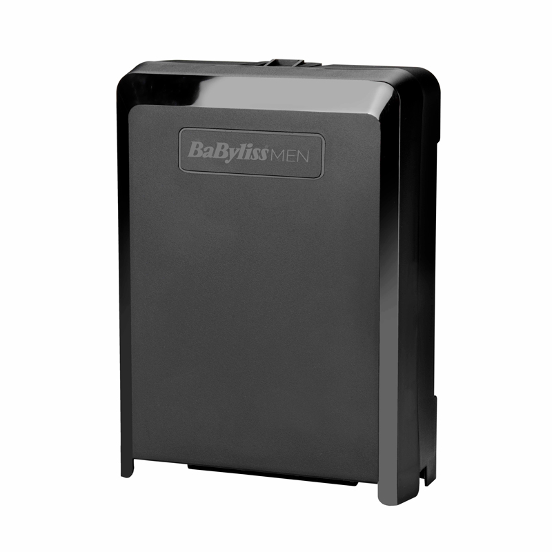 Producto BabylissMEN rectangular negro, un recortador, con fondo liso.