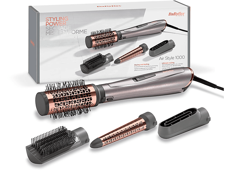 BABYLISS AS136E Air Styler 1000 Hava Üflemeli 4 Aksesuarlı Saç Şekillendirici Seti Gri_9