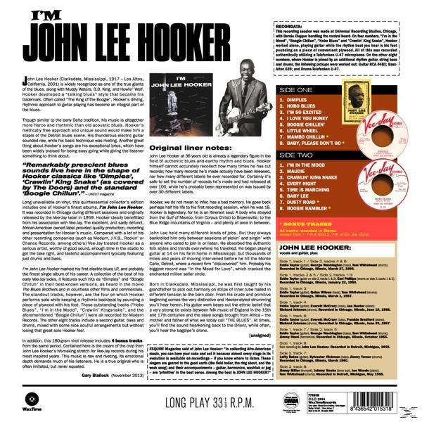 Album borító John Lee Hookerrel, szöveggel és lemezcímke dizájnnal.
