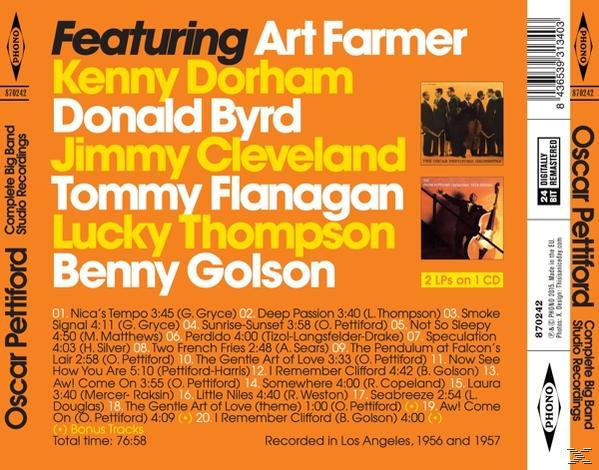 Album borítója, dalcímekkel és nevekkel. Art Farmer, Kenny Dorham és mások szerepelnek rajta. Narancssárga háttér.