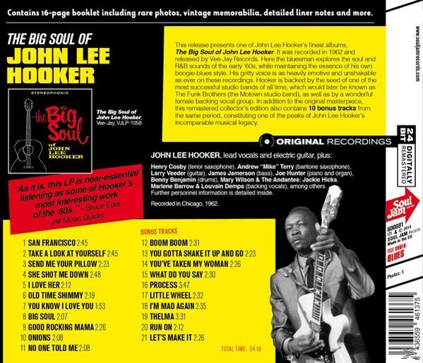 John Lee Hooker album borítója. Sárga háttér szöveggel, fotóval és albumborítóval.