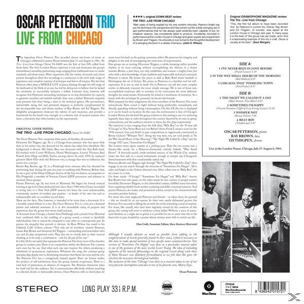 Album borító, Oscar Peterson Trio, Live from Chicago, hátlap.