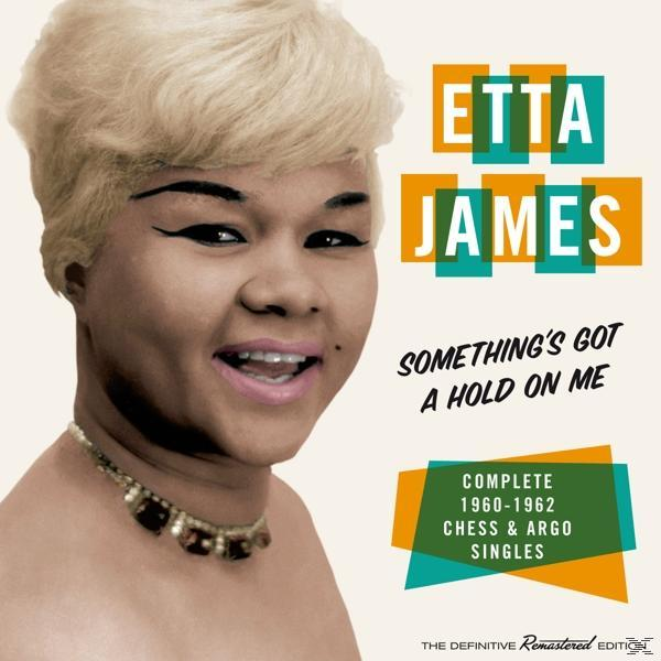 Etta James album borítója. Szőke nő, 'Something's Got a Hold on Me' szöveg, album részletek.