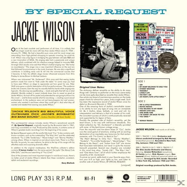 Jackie Wilson album borítója, a művész fotójával.
