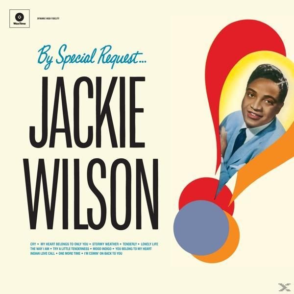 Jackie Wilson album borítója. Egy öltönyös, nyakkendős férfit mutat merész tipográfiával.