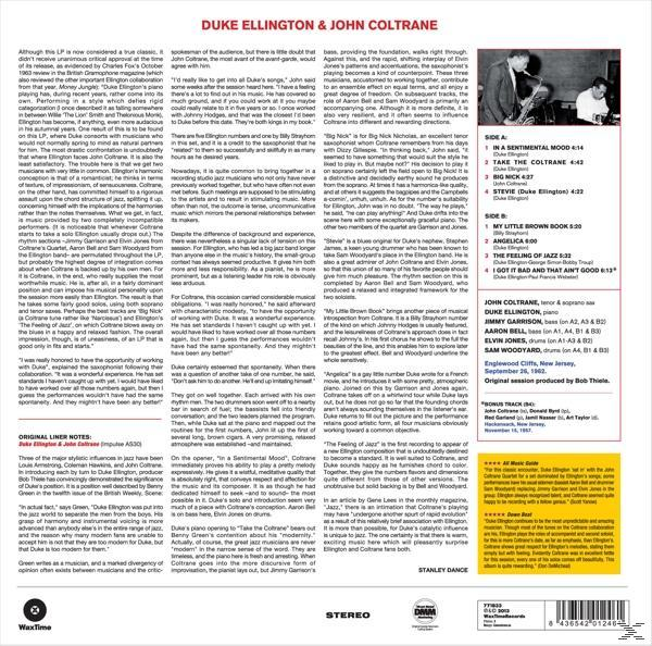 Album borító: Duke Ellington & John Coltrane. A zenészek szövege és képei láthatók.
