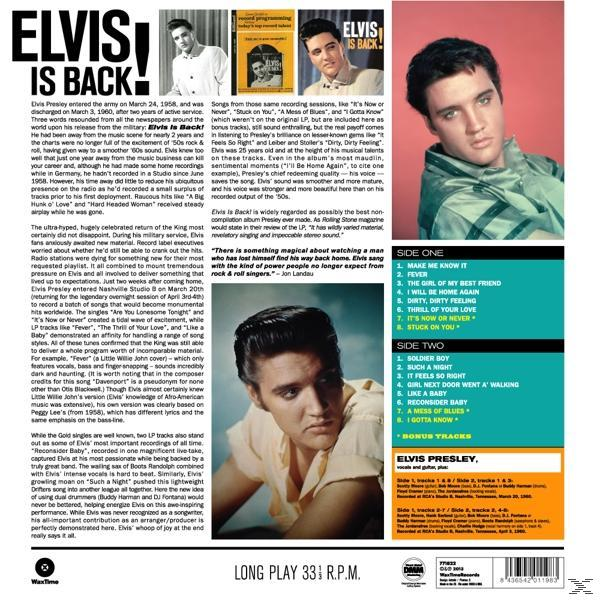Az 'Elvis is Back!' című album borítója, Elvis Presley-vel.