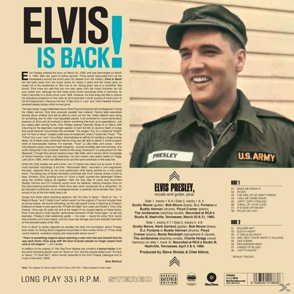 Elvis Presley album borítója, szöveg és fotó Elvisről.
