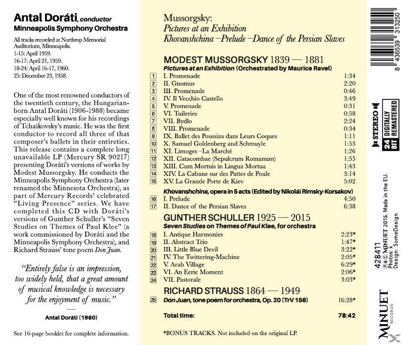 Antal Doráti karmester album borítója, számlistával.
