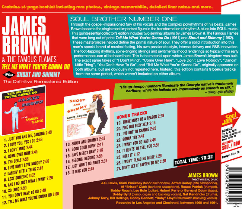 James Brown & The Famous Flames album borítója, 'Tell Me What You're Gonna Do'.