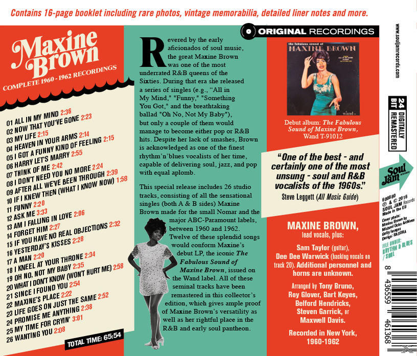 Maxine Brown album hátlapja, dalszövegek és fotó.