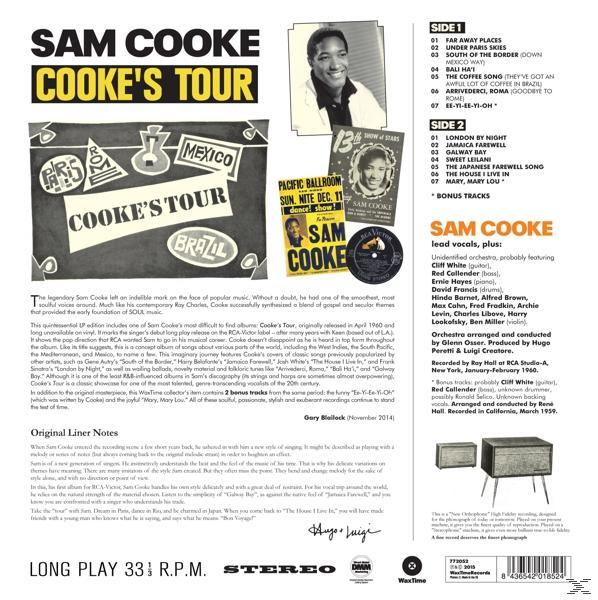 Sam Cooke album borítója. Szöveg és képek fekete-fehérben és néhány színben.