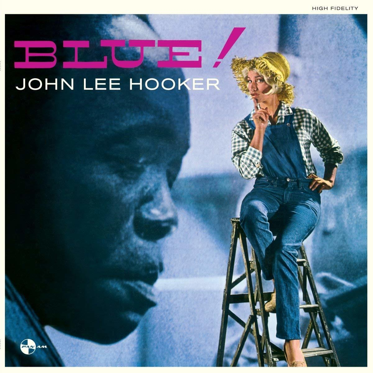 Albumborító bal oldalt John Lee Hooker arcával, jobboldalt egy létrán álló, overallos nővel.