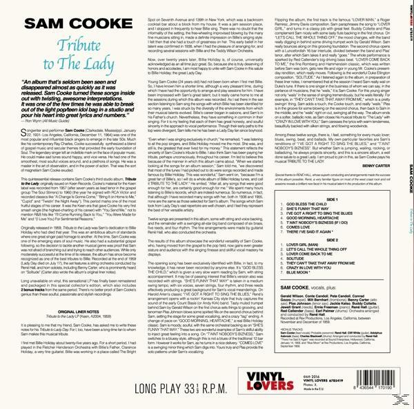 Album borító Sam Cooke képével és számlistával.