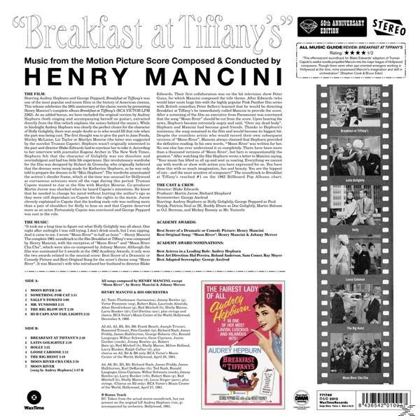 Album borító: Breakfast at Tiffany's. Fekete-fehér filmkockák.