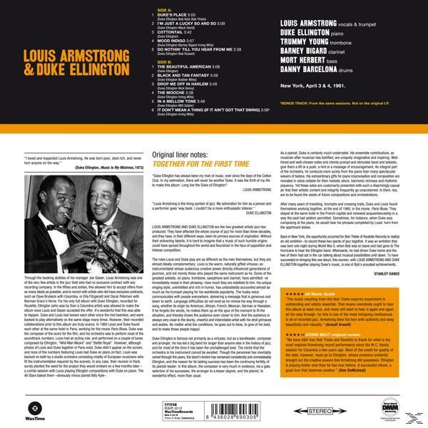 Louis Armstrong és Duke Ellington album borítója, a művészekről szóló szöveggel.