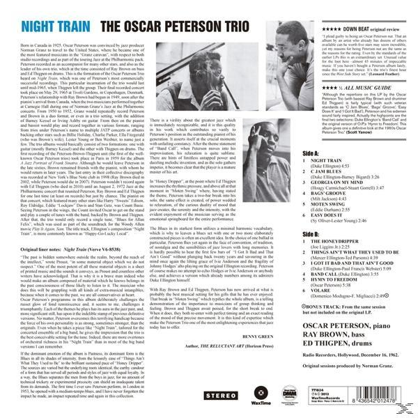 A 'Night Train' című album borítója a The Oscar Peterson Triótól. Album borítót és számlistát tartalmaz.
