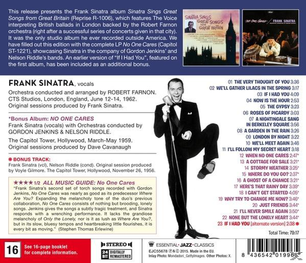 Album borító. Frank Sinatra Great Songs from Great Britain című száma, Sinatra képével és számlistával.