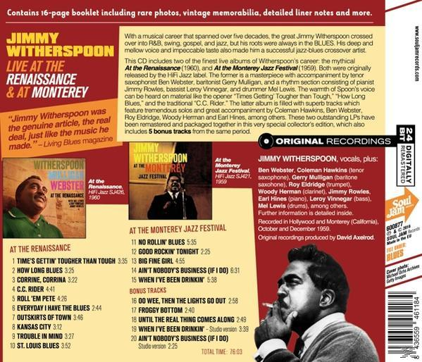 Album borító: Jimmy Witherspoon, Live at the Renaissance & Monterey Jazz Festival.