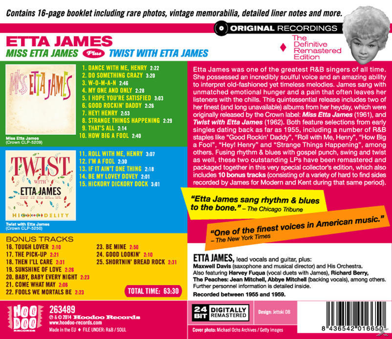 Etta James album borítója, fotóval és számlistával.