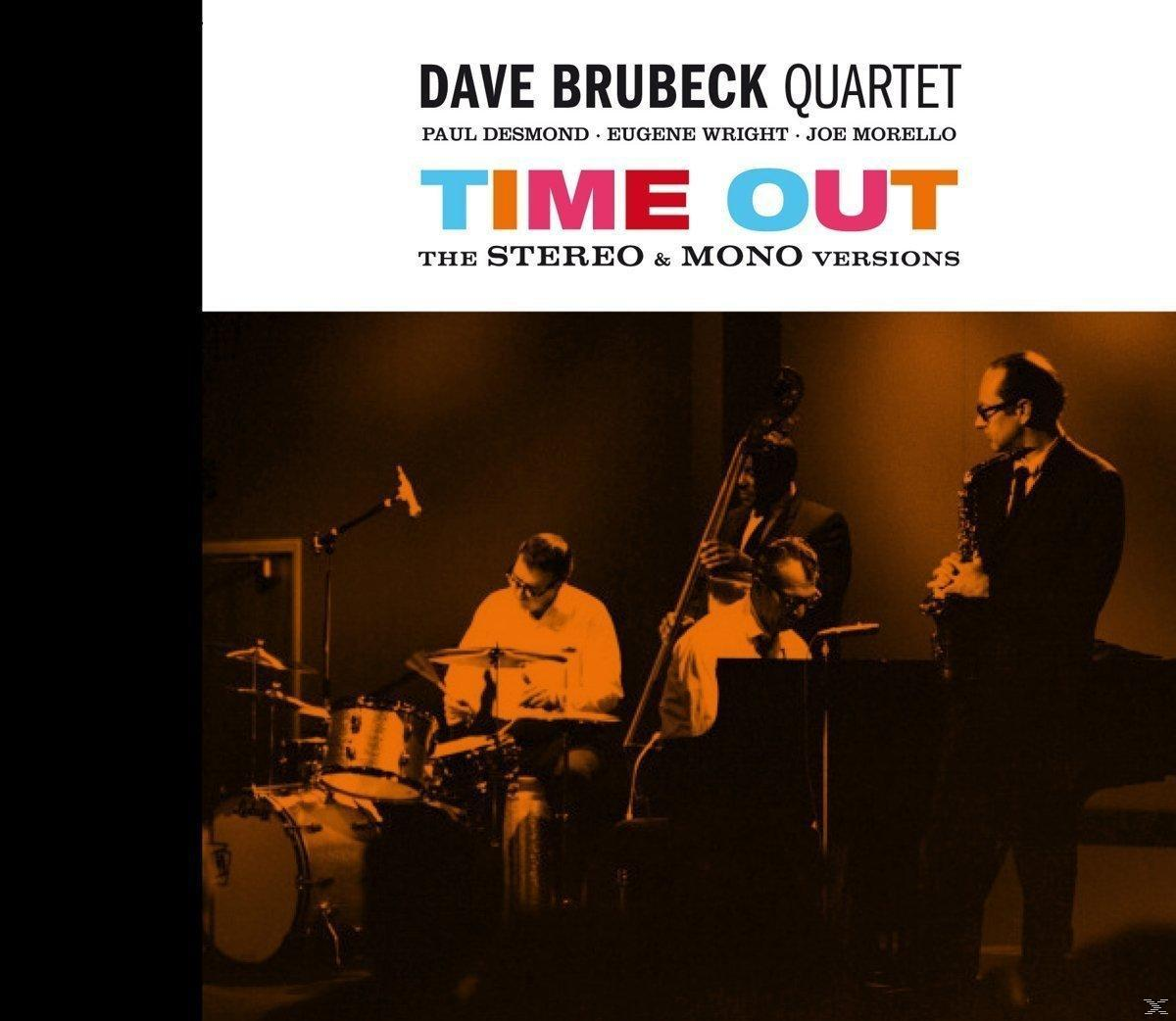 Dave Brubeck Quartet album borítója. Zenészek hangszeren játszanak, fekete és narancs.