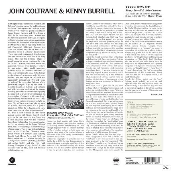 Album borító John Coltrane-nel és szöveggel. Fotó Coltrane-ről, amint szaxofonozik balra.