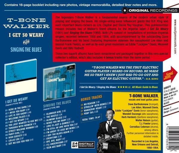 Album borítója T-Bone Walkerrel és szöveggel. Album borítók képei. Fekete, kék és fehér színek.