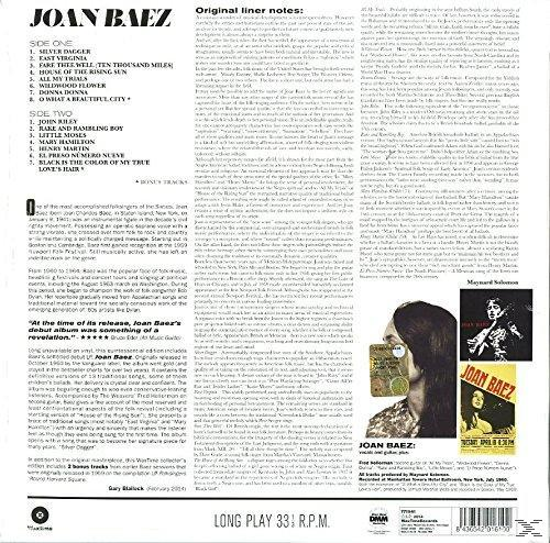 Egy Joan Baez album borítója, szöveggel és képekkel a művészről és a lemez információival.