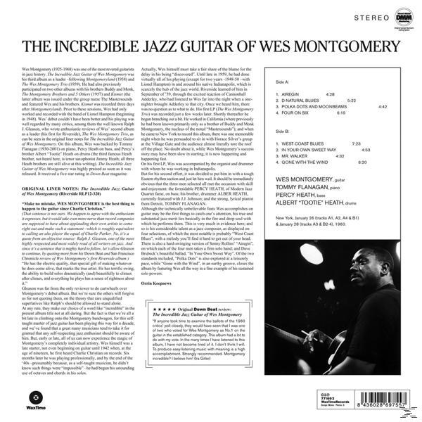 A Wes Montgomery Hihetetlen Jazz Gitárjának album borítója. Fekete-fehér fotó.