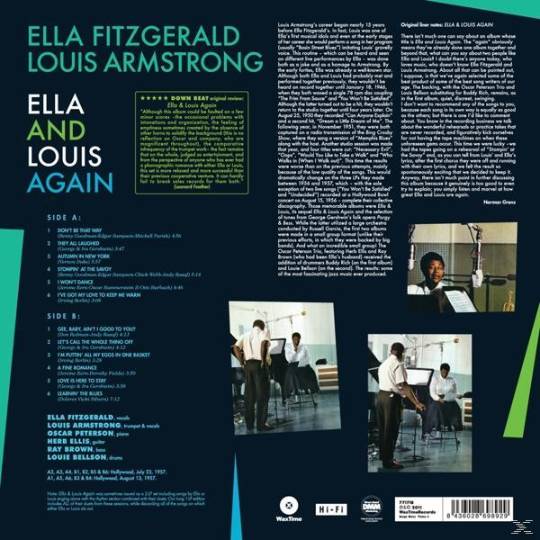 Album borító Ella Fitzgerald-dal és Louis Armstrong-gal, számlistával.