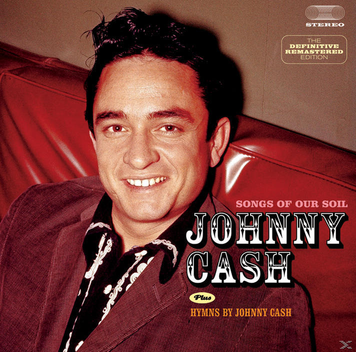 Johnny Cash album borítója. Johnny Cash mosolyog, zakót visel mintás ing felett. Piros háttér.