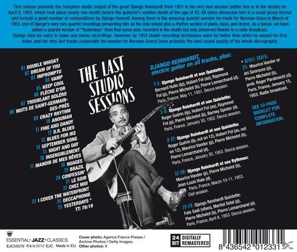 Django Reinhardt "The Last Studio Sessions" albumjának borítója, fotóval.