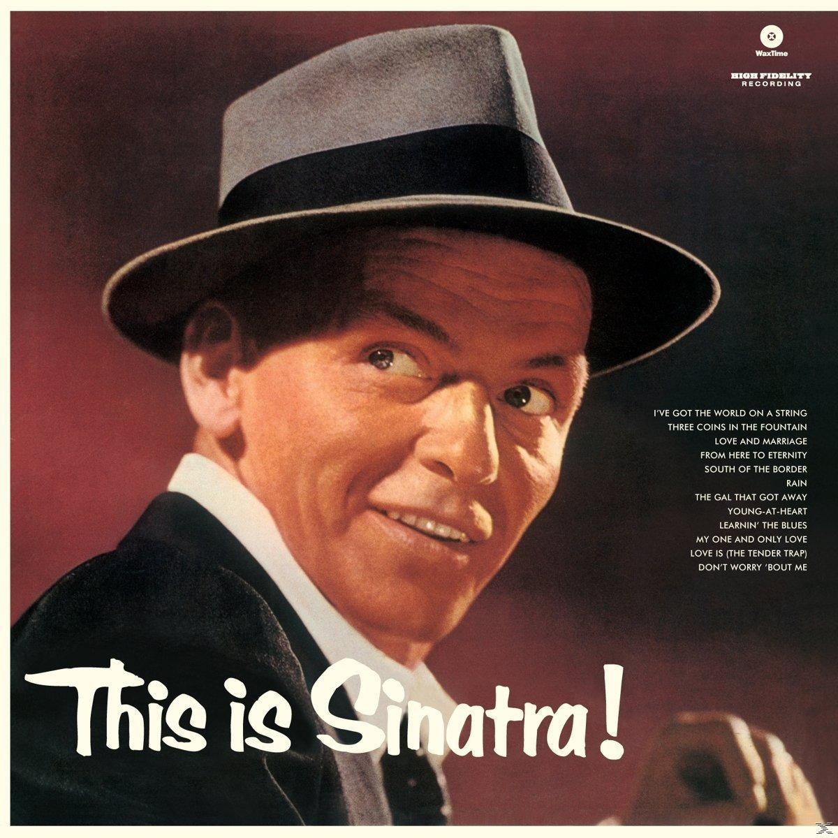 Album borító Frank Sinatra-val, kalapban. A szöveg: 'This is Sinatra!'