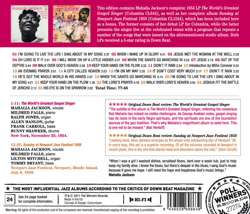 Album borító éneklő nő fotójával. A szöveg részletezi a dalokat és a zenészeket az albumon.