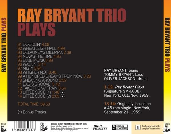 Album borítója fekete háttérrel, számlistával és a Ray Bryant Trio Plays előadóval.