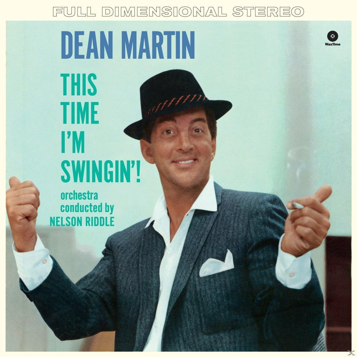 Dean Martin This Time I'm Swingin' album borítója. Dean Martin kalappal és cigarettával.