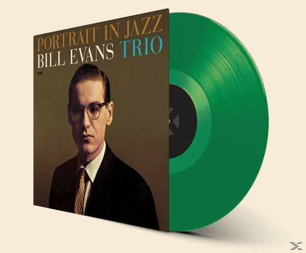 Album borító: Portrait in Jazz a Bill Evans Triótól, zöld hanglemezzel.